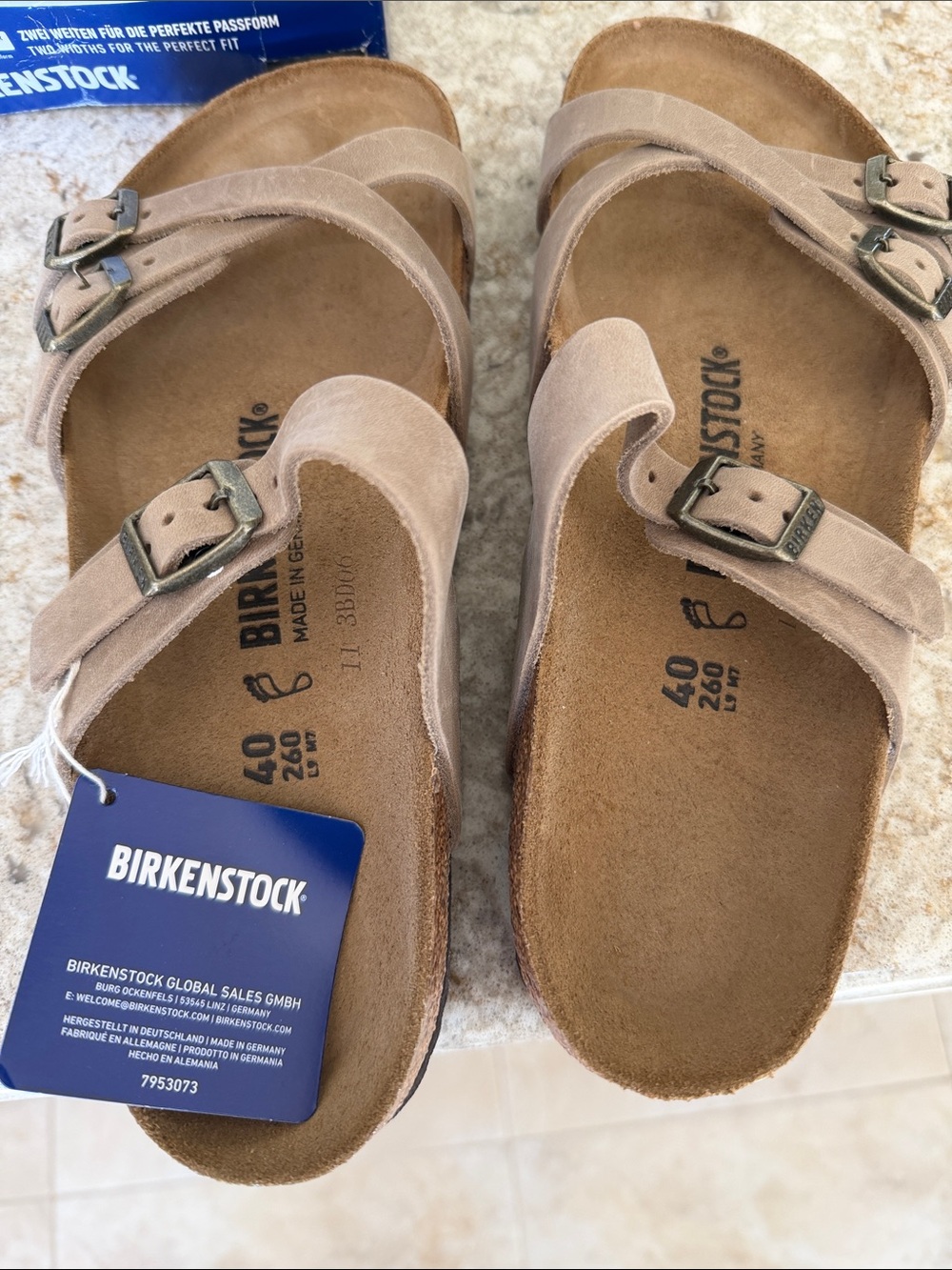 Franca Birkenstock Leather Sandals Size 40 (U.S. 9) NWT